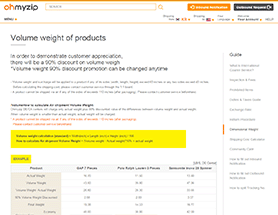 Volume weight of products